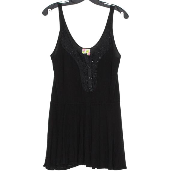 Free People Dress Mini Sequin Y2K Glam Club Festival Party Girl Black Medium - Picture 1 of 6